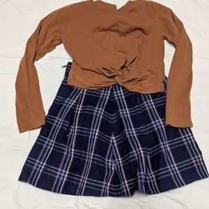 Plaid Navy and brown skater Skirt